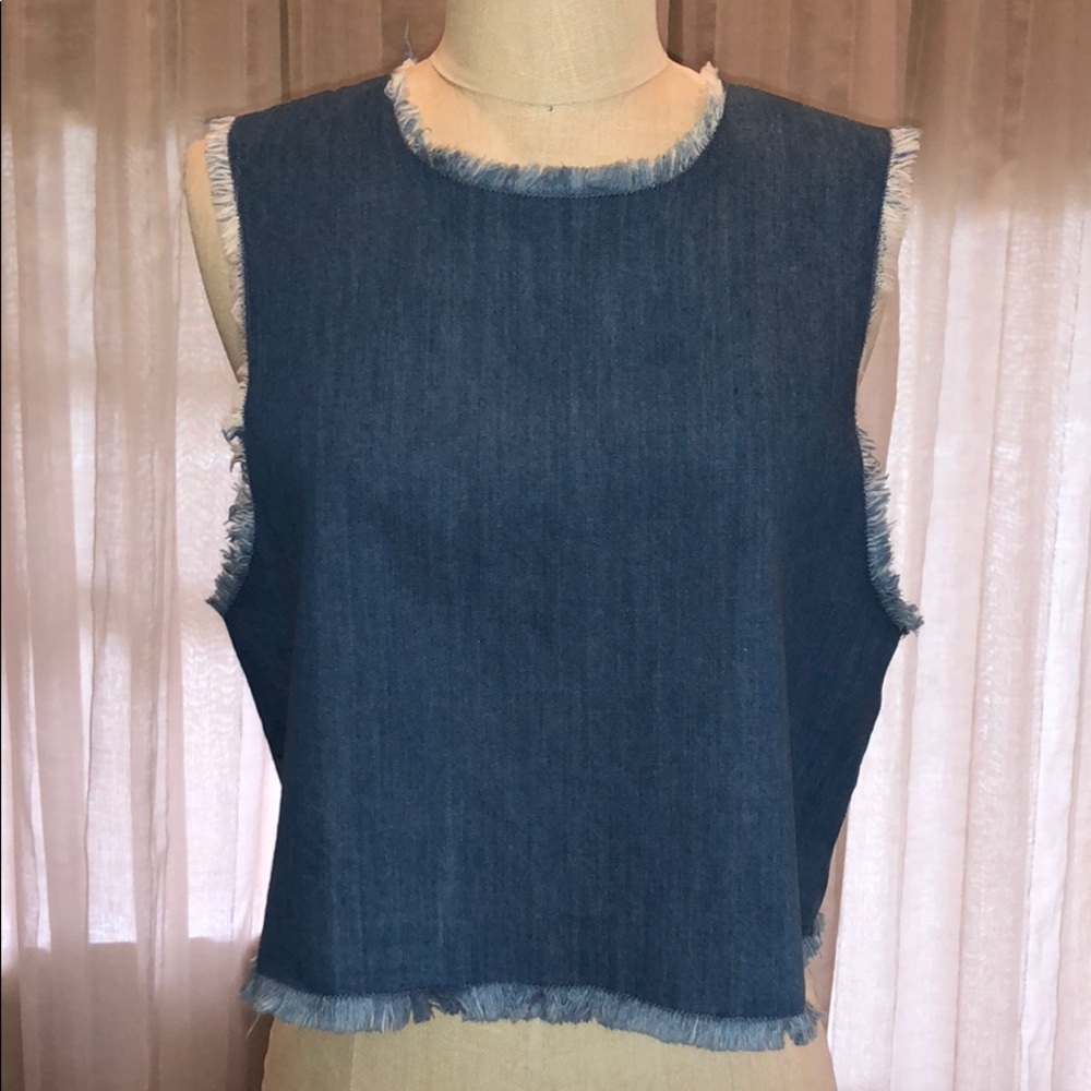 Asos Waven Blue Tini Denim Crop Top - Picture 5 of 8